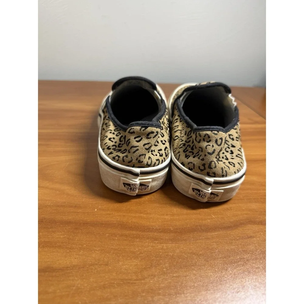 VANS WOMENS Mini Leopard Print SF Slip-On Sneakers Suede Marshmallow Size 9.5